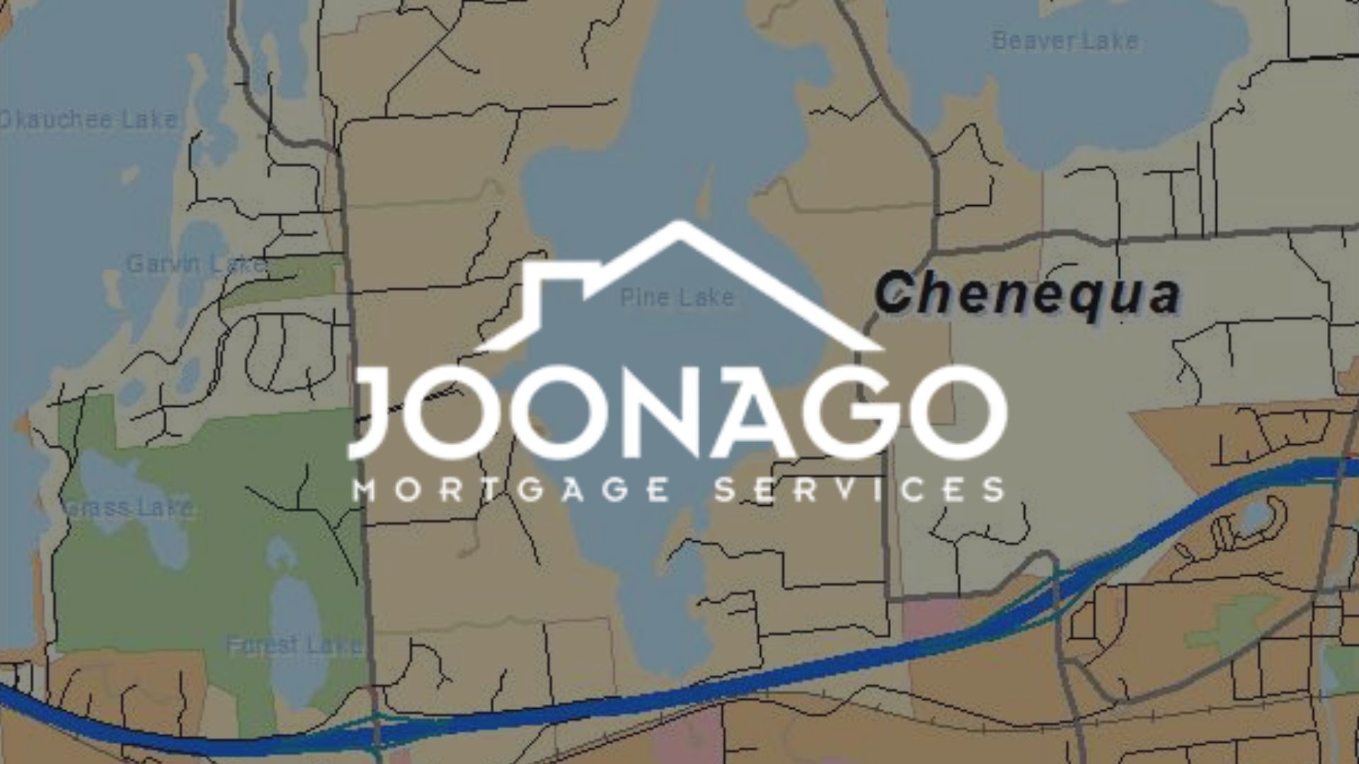 Logo for Joonago Mortgage Services on a map of Chenequa.
