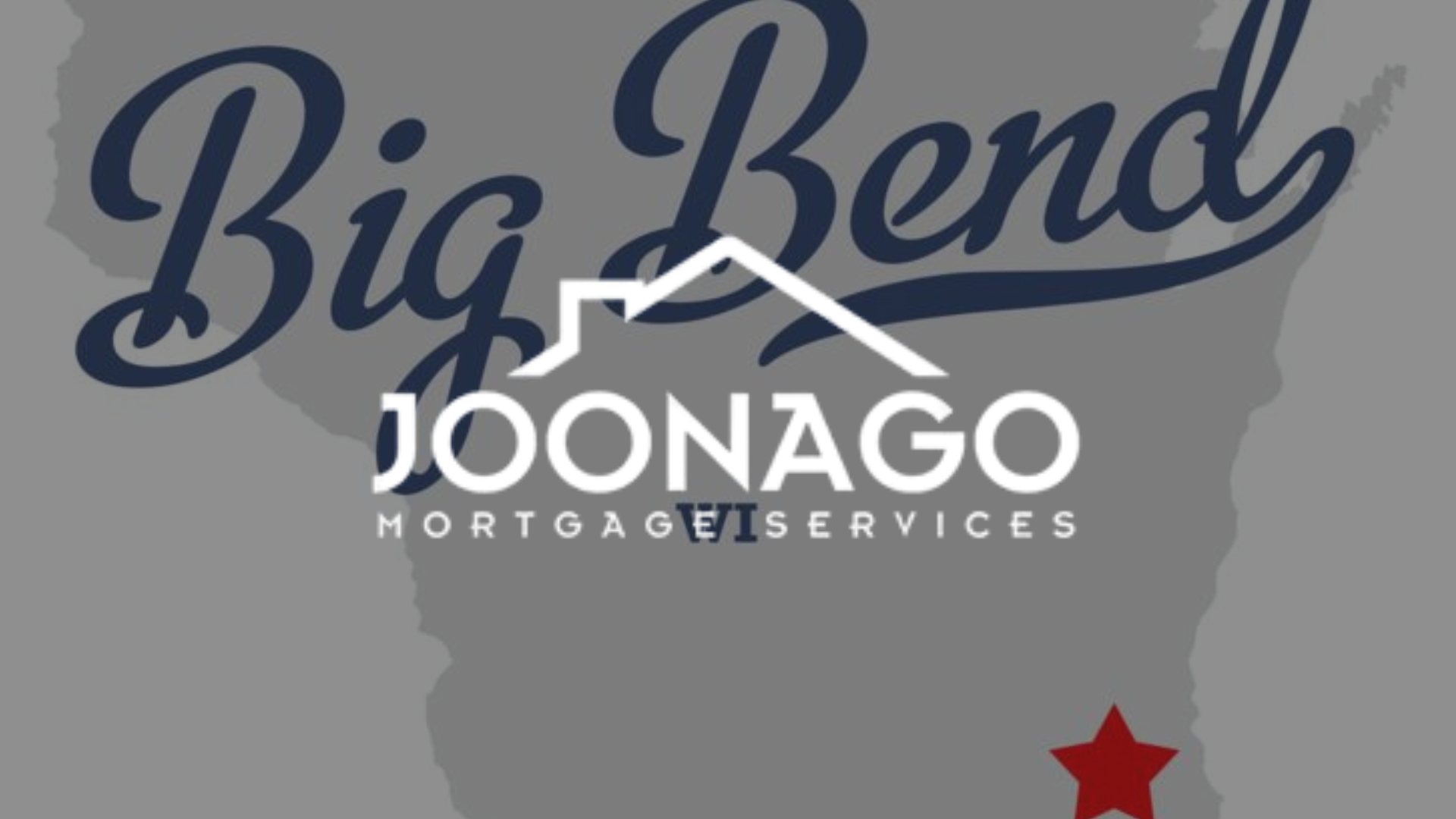 Logo for Joonago Mortgage Services in Big Bend, featuring a house icon over the company name, with a map of the region.