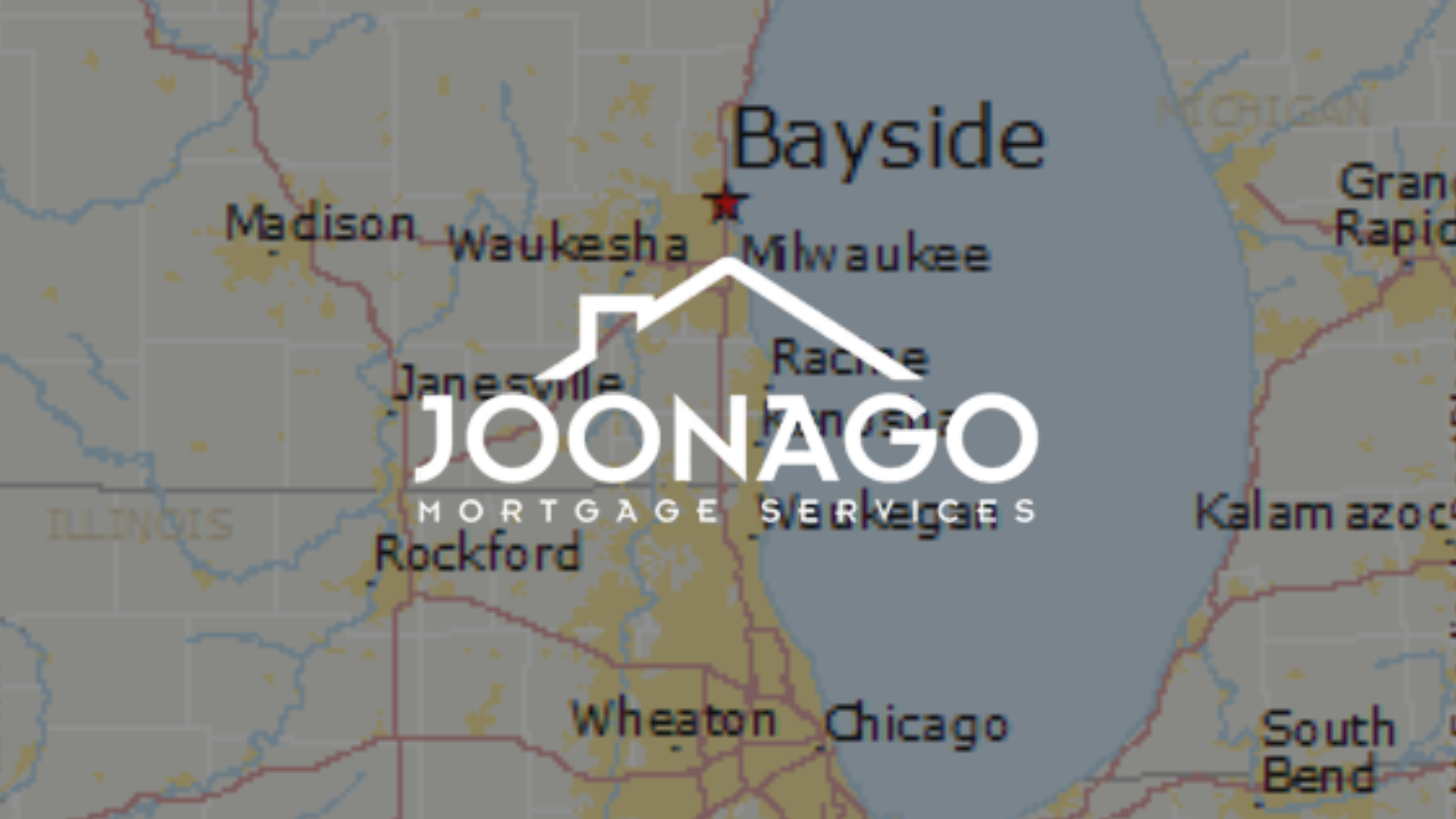 Map with cities including Milwaukee, Bayside, and Chicago, with the Joonago logo.