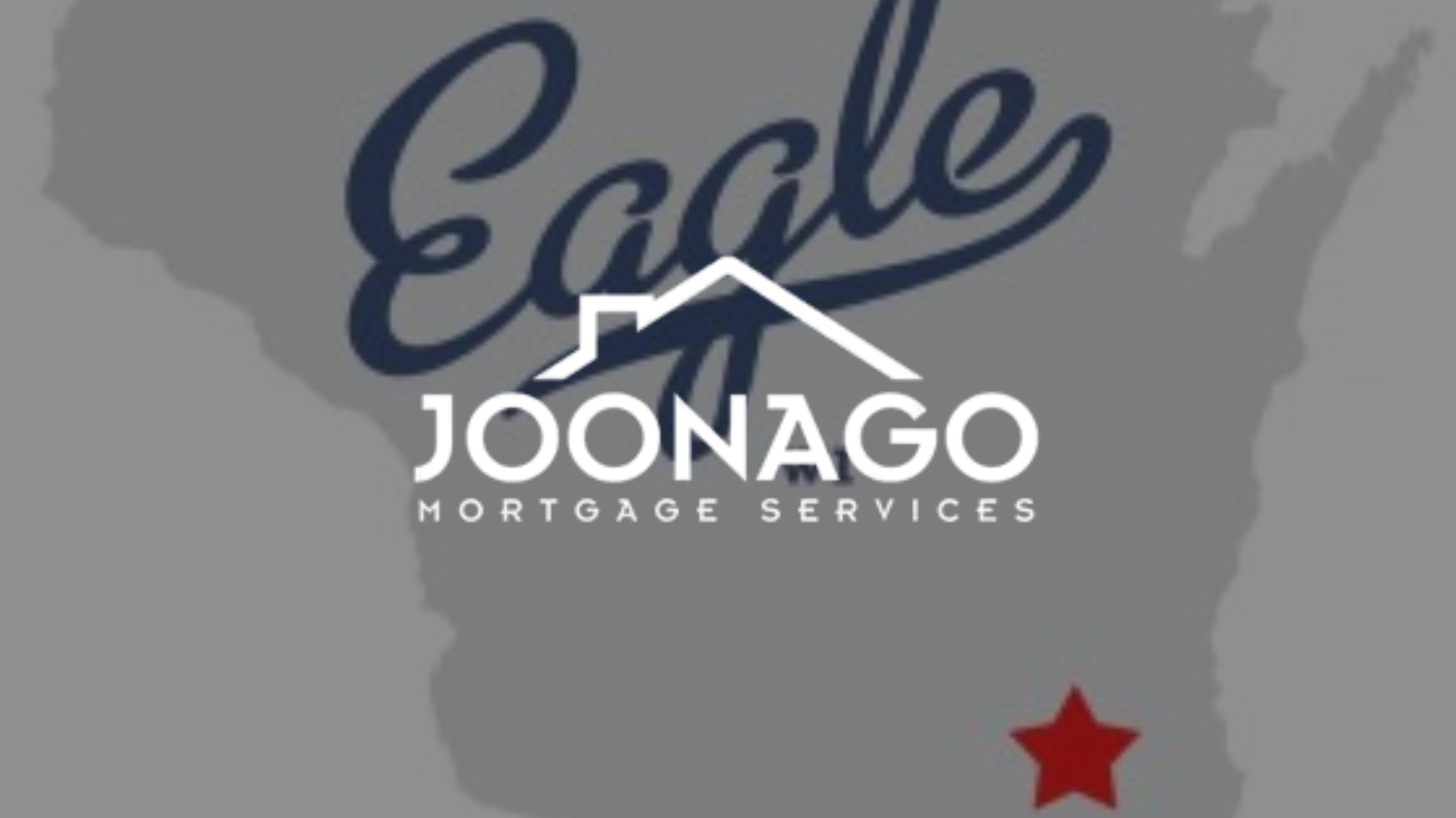 Logo for Eagle Joonago Mortgage Services, with a house icon, over a map.