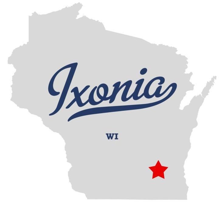 A map of ixonia wisconsin with a red star in the middle