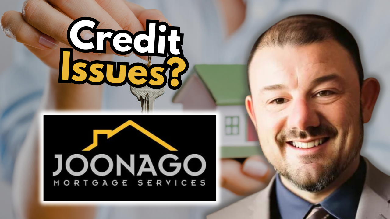 joe huljak holding a house key next to a joonago mortgage services logo