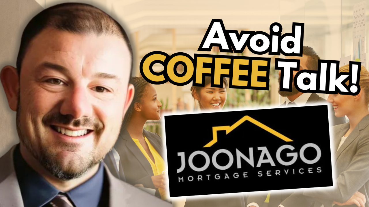 joe huljak in a suit and tie is smiling in front of a logo for joonago mortgage services