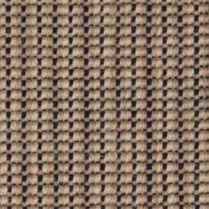 Close-up of a woven fabric with a tan and black checkerboard pattern.