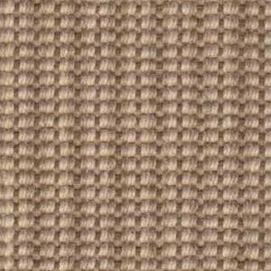 Close-up of a tan and brown textured woven fabric, showing a basket weave pattern.