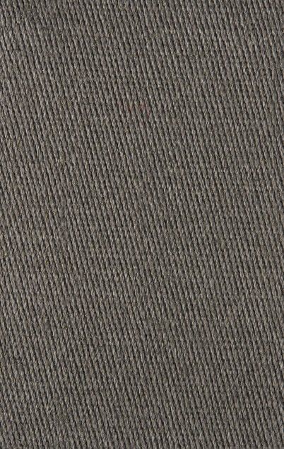 Close-up of gray fabric with diagonal ribbing texture.