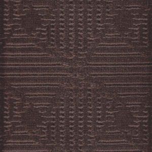 Brown carpet tile with geometric pattern.