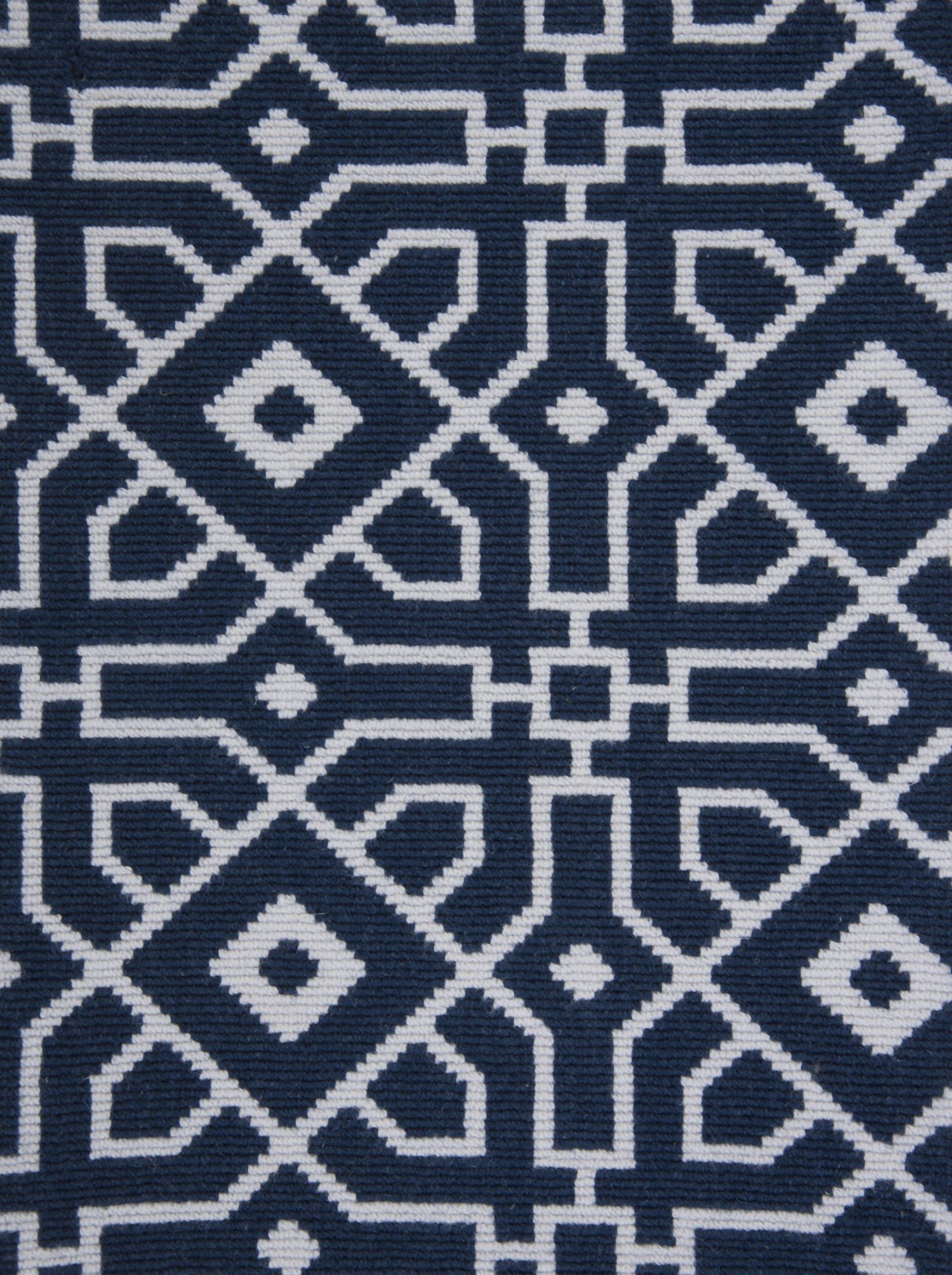Geometric pattern in navy and white.