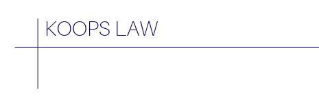 A logo for koops law is shown on a white background.