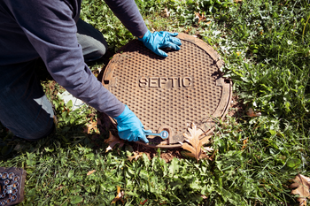 A manhole cover with the word septic on it