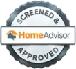 A screened and home advisor approved seal on a white background.