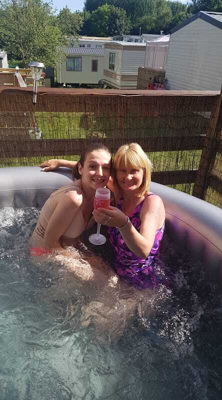 Relaxing in a hot tub at Middlemuir Heights Holiday Park, Tarbolton, Ayrshire
