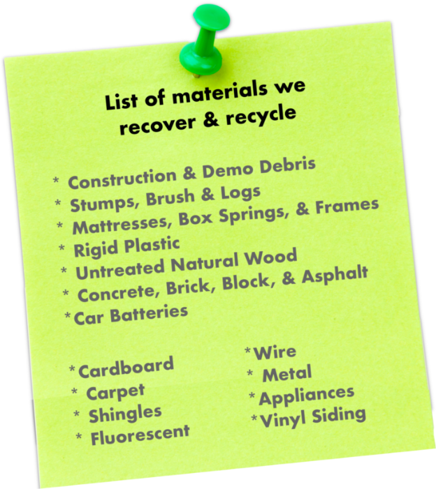list of materials we recover and recycle