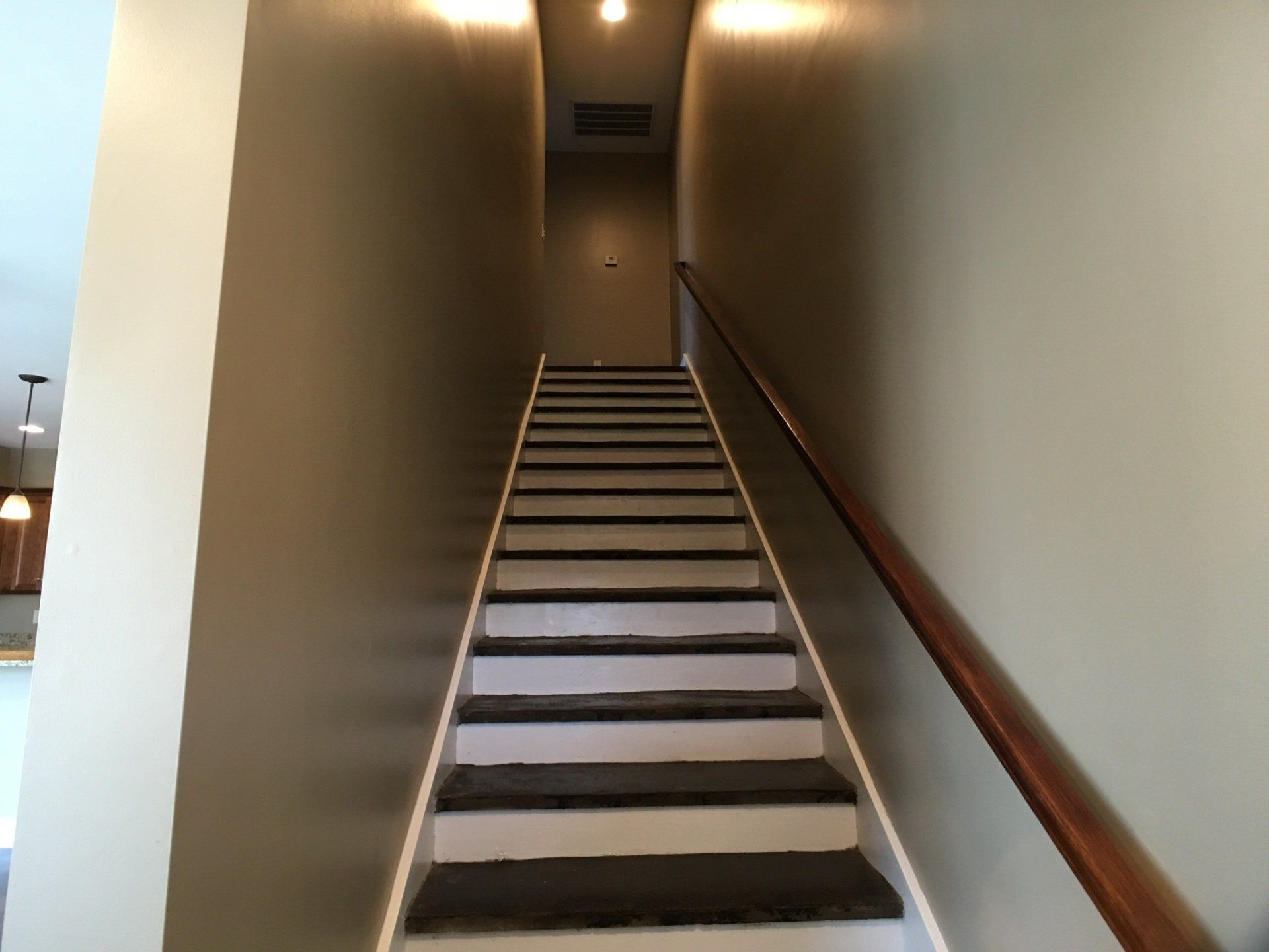 A staircase to the second floor