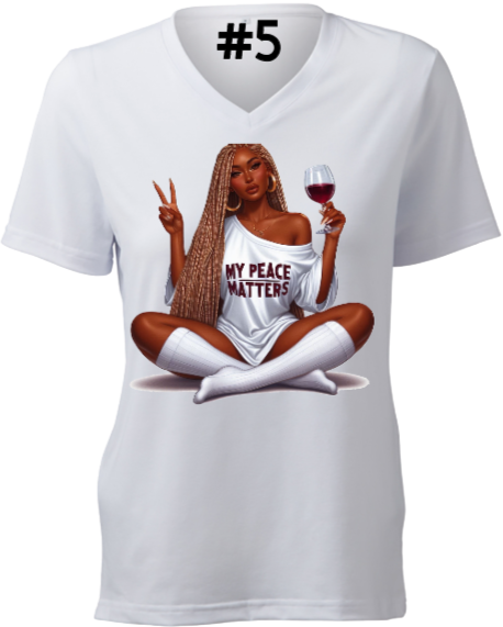 A white t-shirt with the number 5 on it