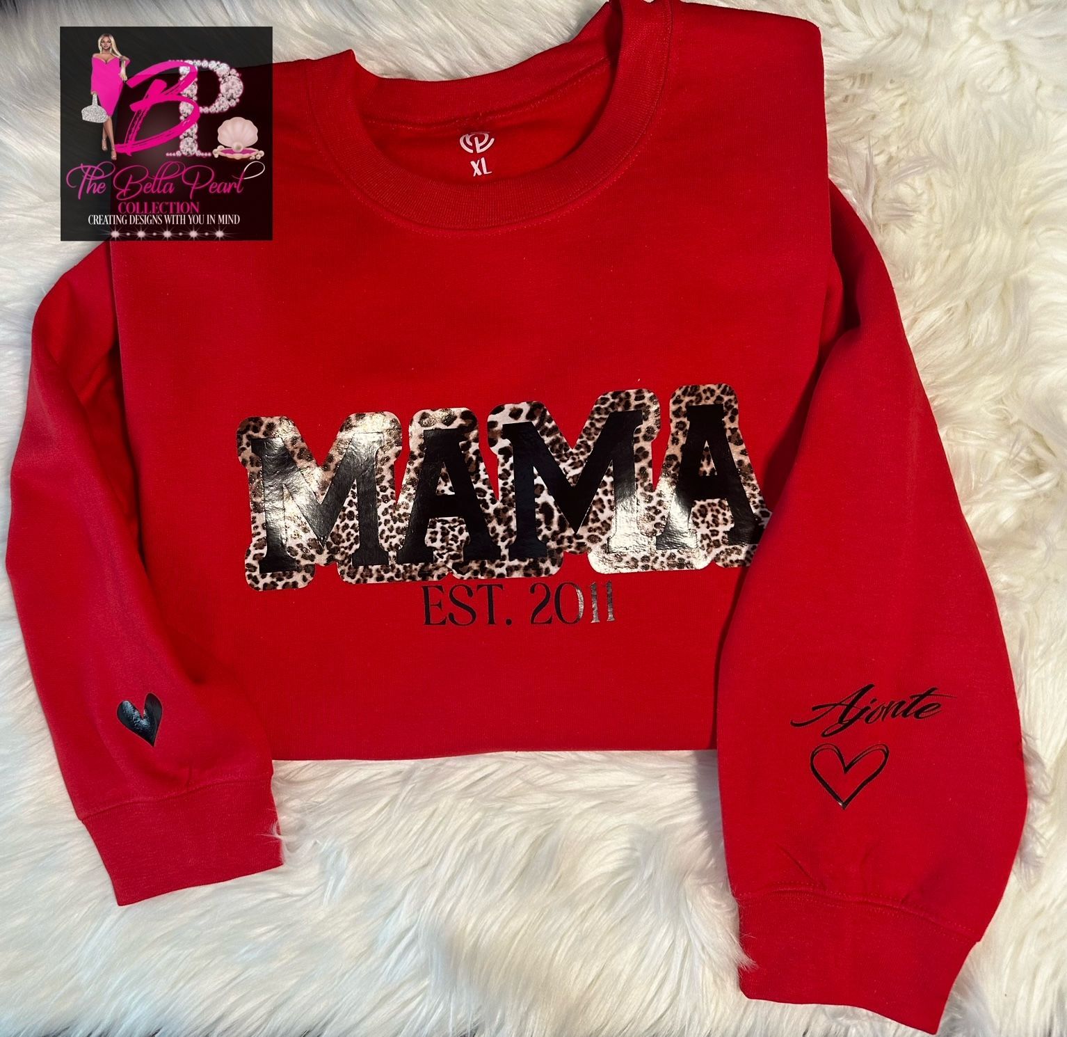 A red shirt with the word mama on it