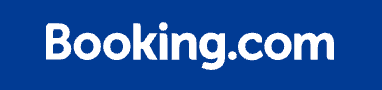 Booking.com logo on a dark blue background.