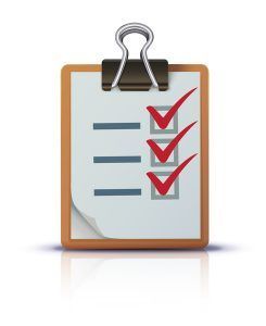 Clipboard with checklist and three red checkmarks