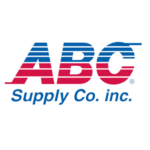 Logo for ABC Supply Co. Inc. in blue and red stripes with the company name underneath.