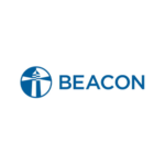Beacon logo with a lighthouse graphic in blue. Text "BEACON" in blue.
