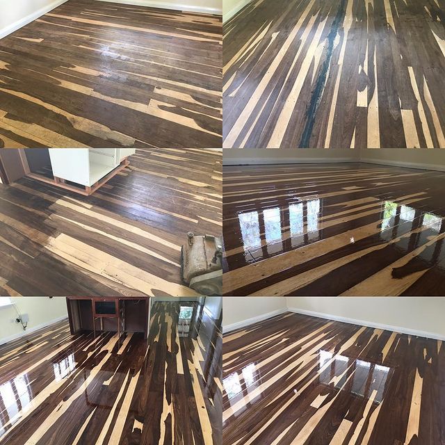 A Collage Of Pictures Of A Wooden Floor — AJ's Cleaning & Floor Sanding In Woree, QLD