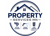 Property Services MN logo with house icon and icons for gutter cleaning, power washing, and junk removal