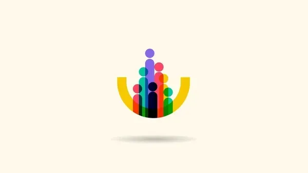 A colorful logo of a group of people standing next to each other.