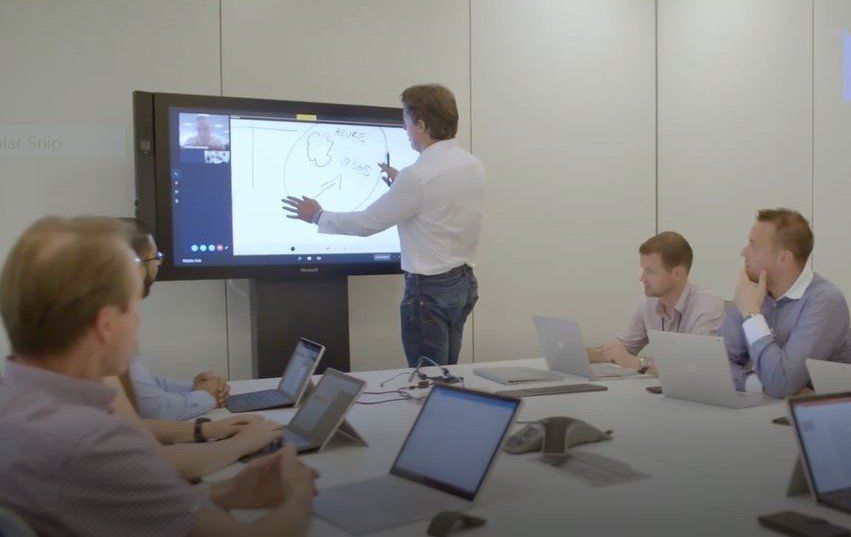 Premium Credit hosting a meeting using Surface devices.