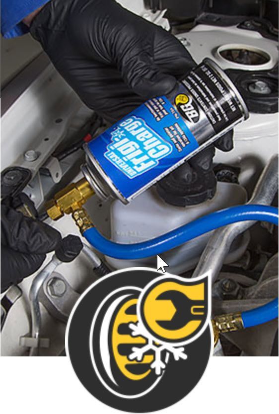 A person is holding a can of r134a grease in their hand - A Street Automotive