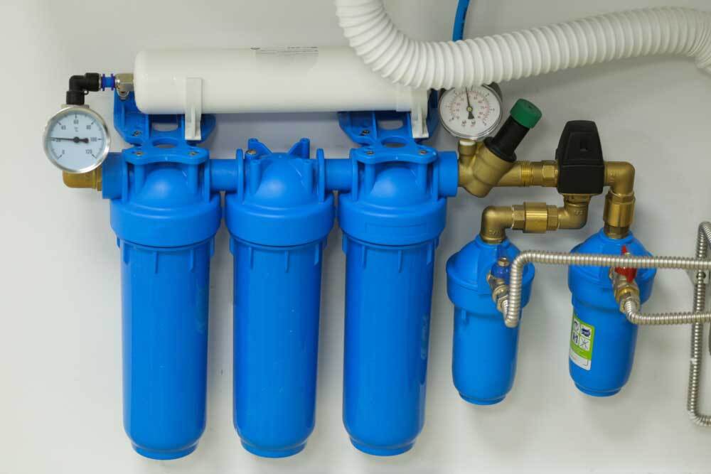 Under sink water filter system in a hospital