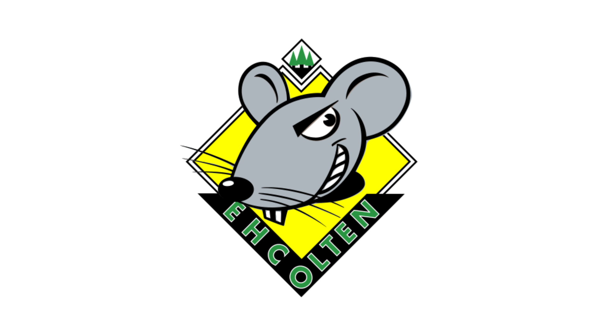 Das Logo von ehc olten zeigt eine Maus auf gelbem Hintergrund