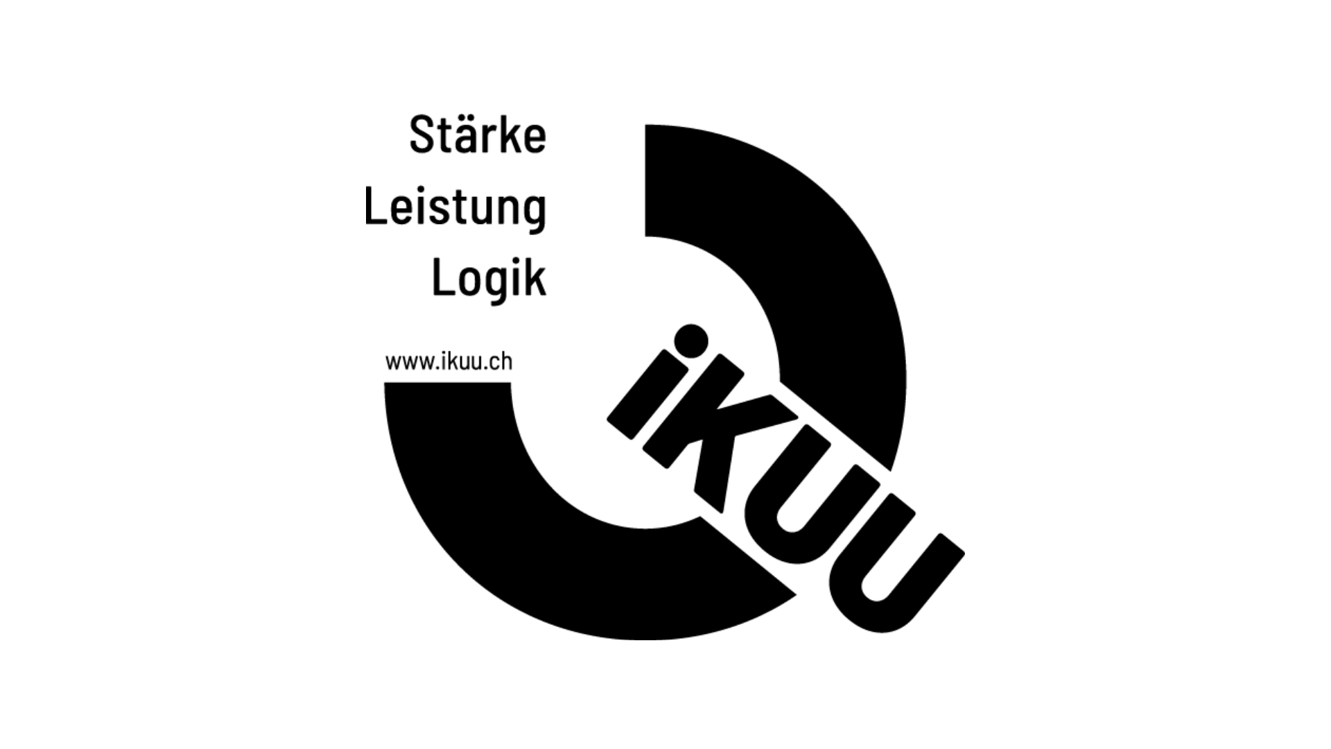 Ein schwarz-weißes Logo für eine Firma namens ikkuu