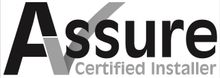 A black and white logo for assure certified installer