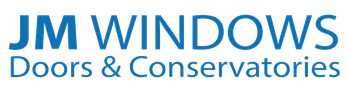 The logo for jm windows doors and conservatories