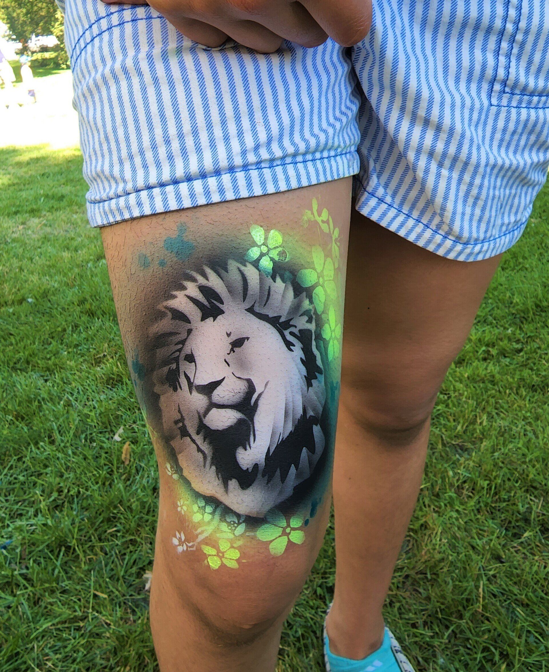 Multicolor Airbrush temporary tattoo for kids and adults. Festival entertainment