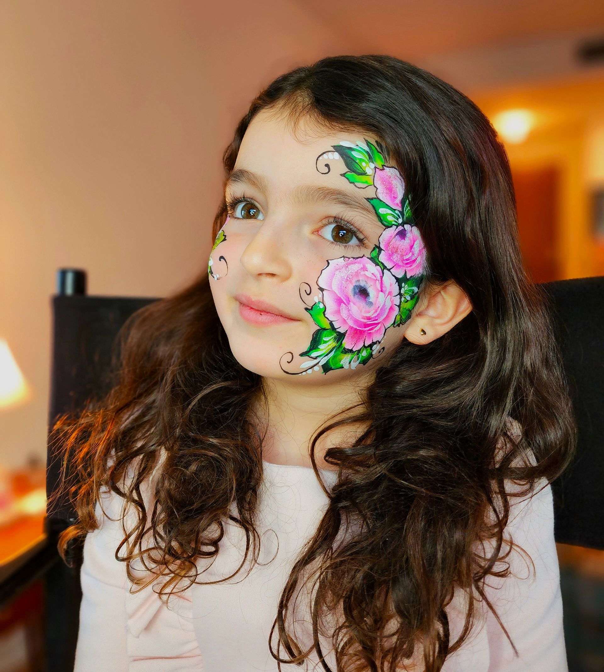 Flowers face painting design. Photoshoot project 