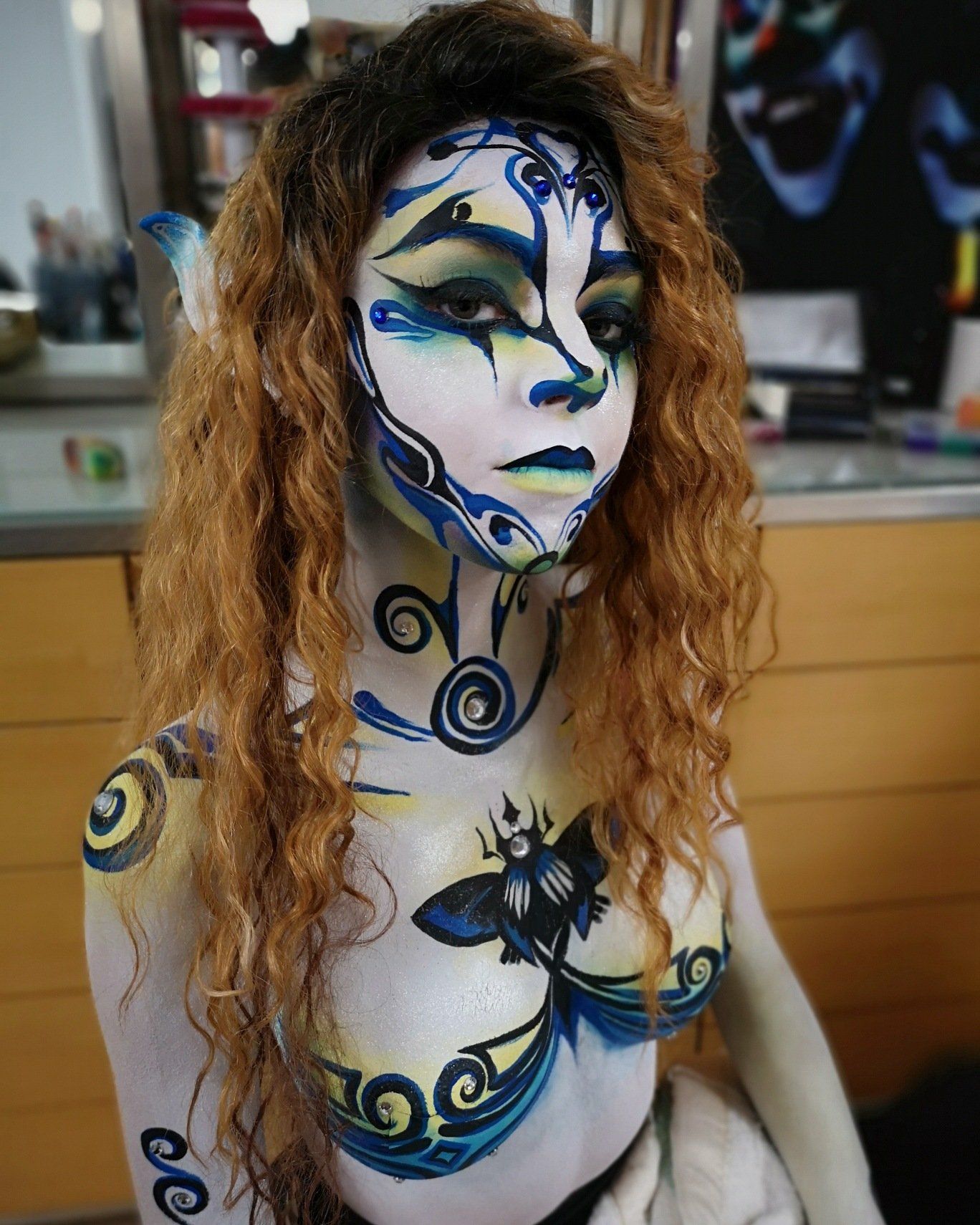 Body art. Makeup . Stage body paint for the talent