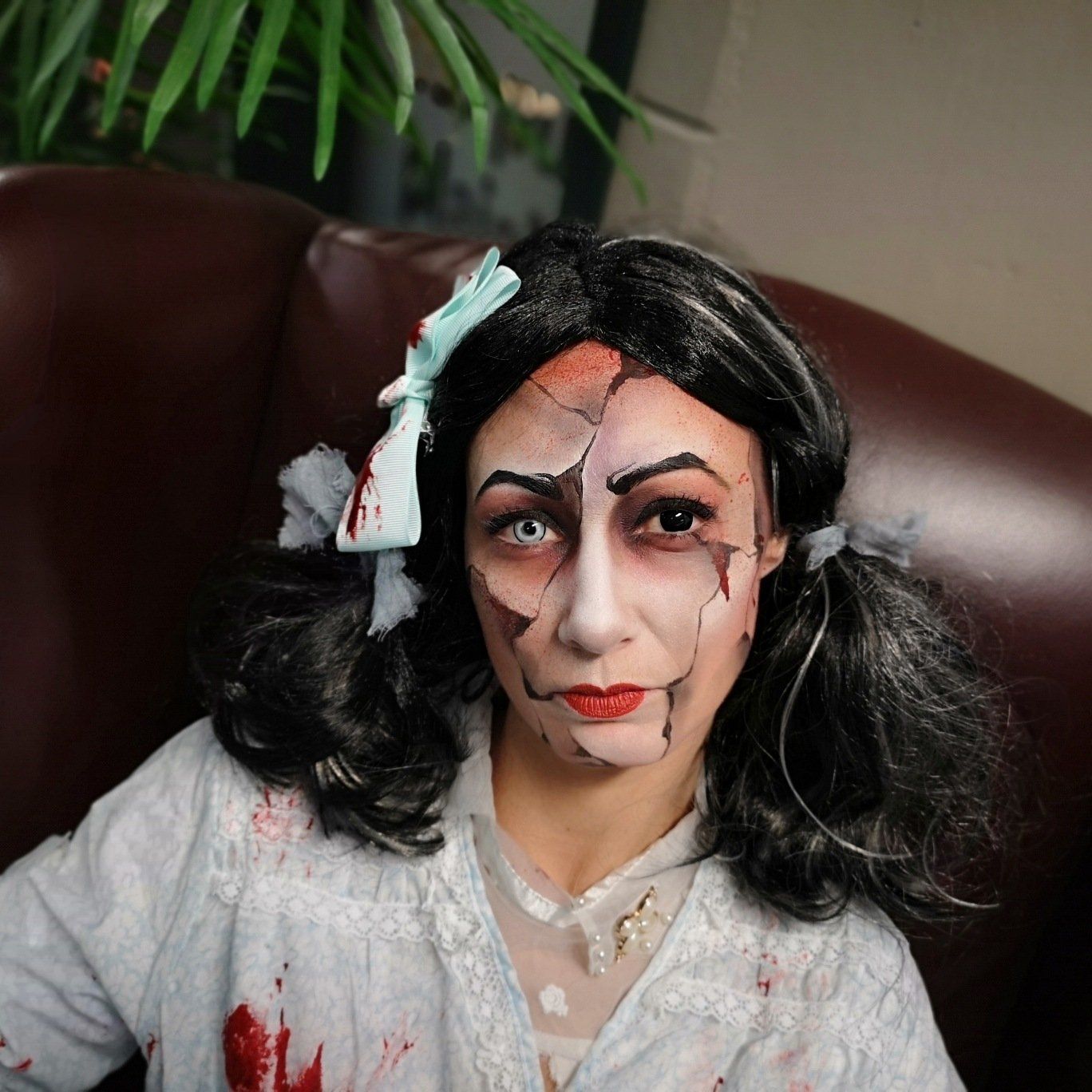 Halloween  show performers artistic makeup. Casino event for adults