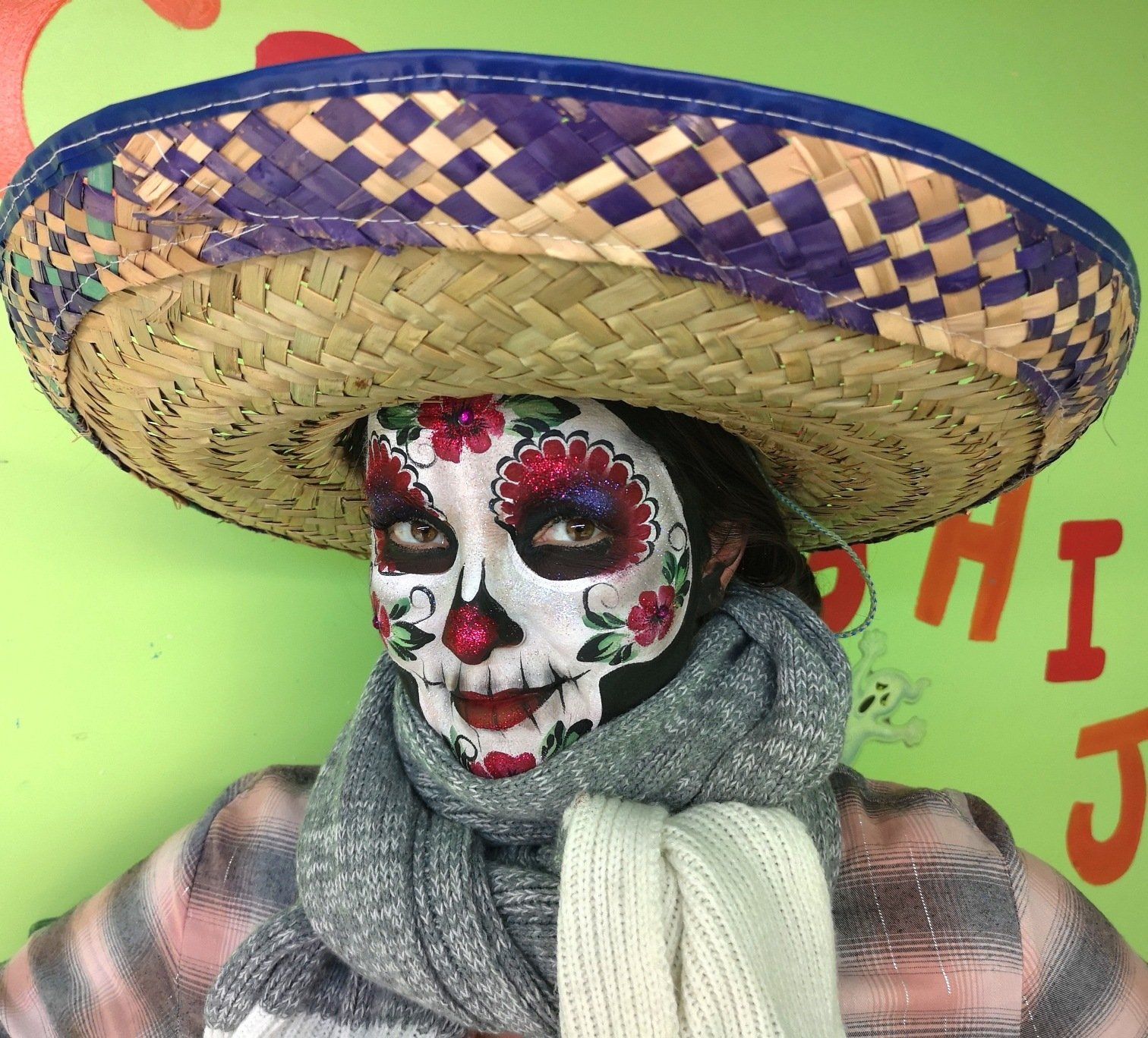 Face painting for the Halloween event. Sugar skull makeup