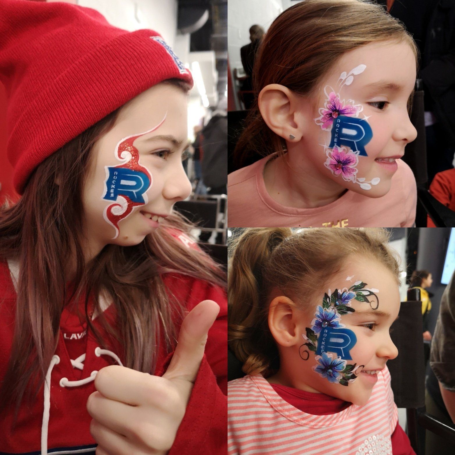 Hockey event. Fun face painting design to support the hockey team.  