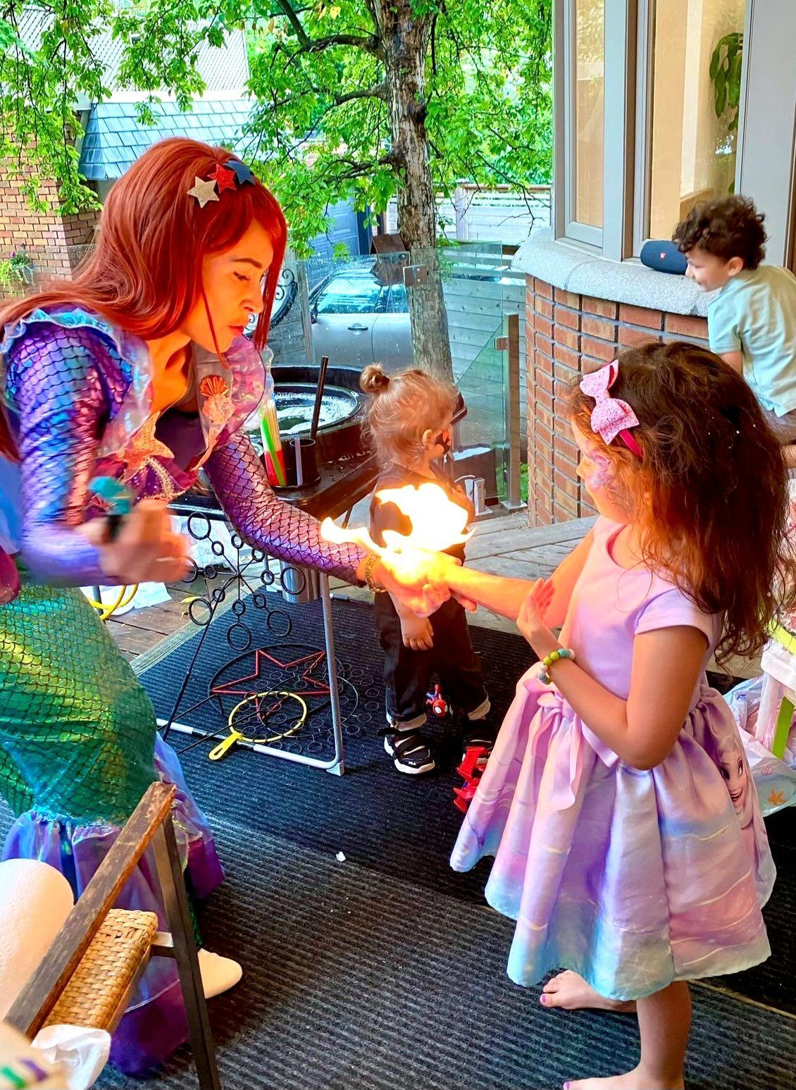 Bubble show. Mermaid birthday party for kids