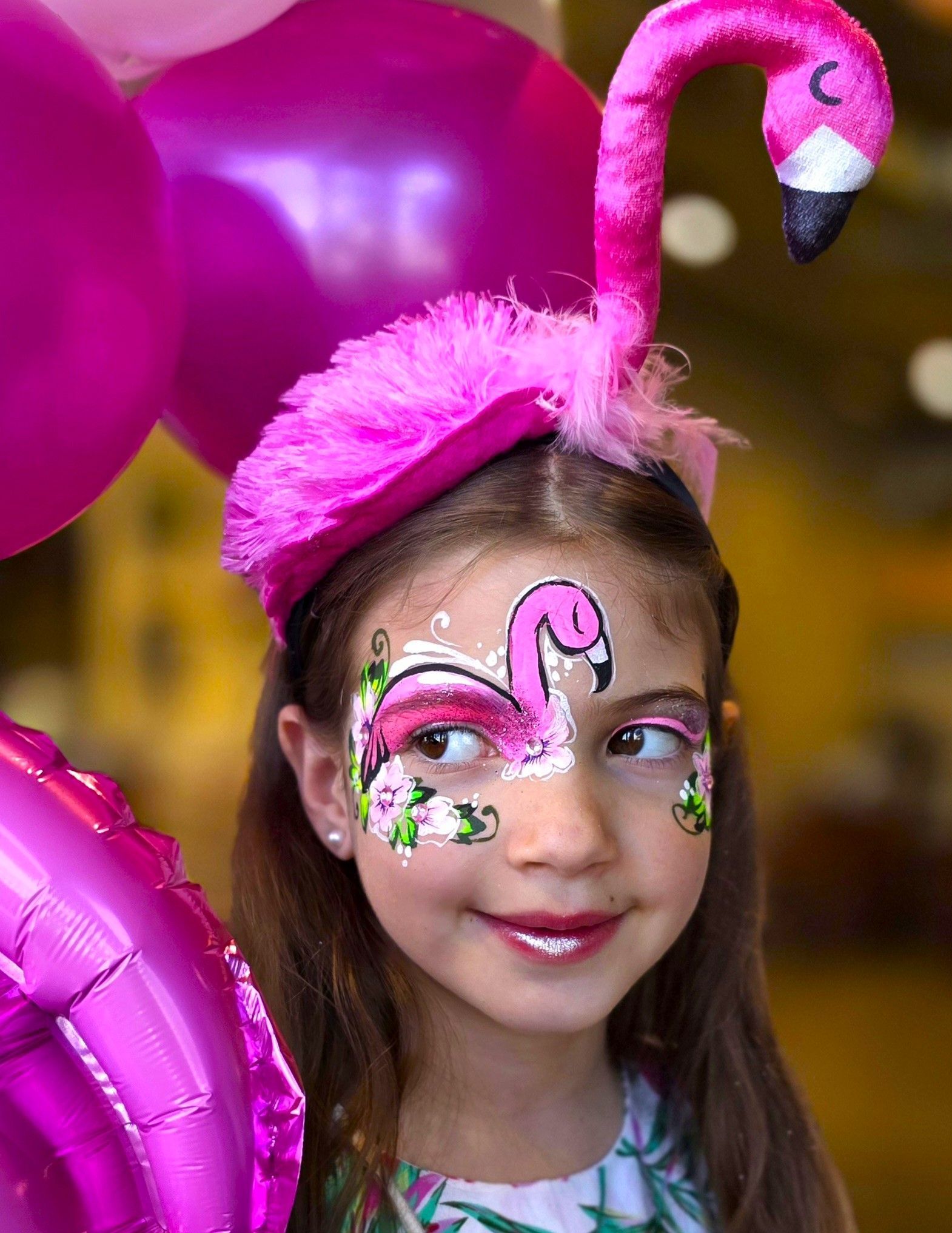 Face Painting Flamingo. Birthday party entertainment