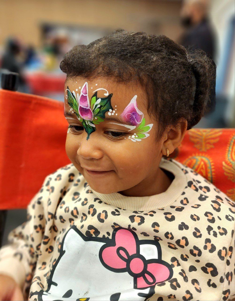 Christmas corporate event. Winter holiday face painting design. Christmas unicorn face painting