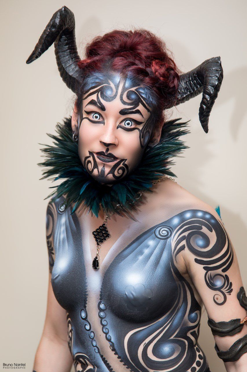 Face paint and body art for adult party event performers