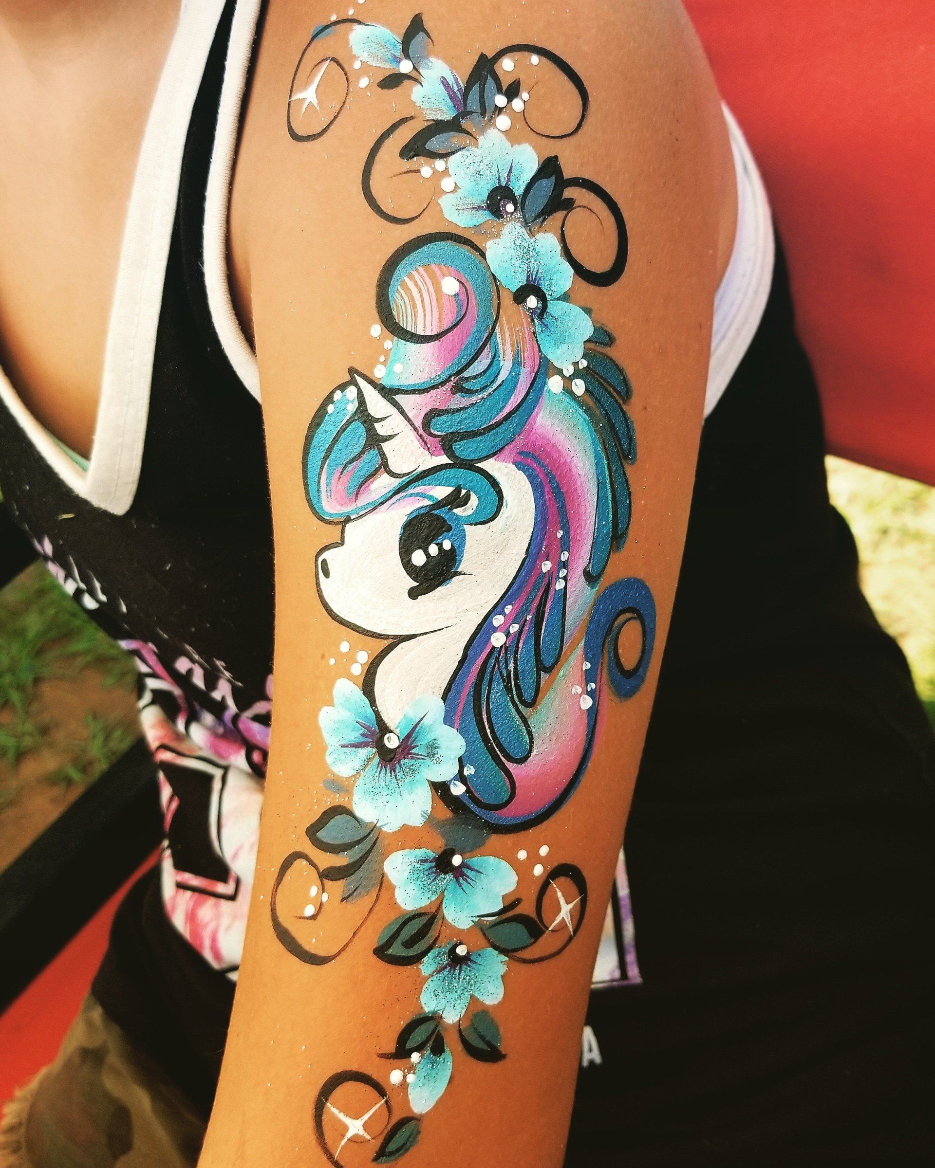 Unicorn free hand tattoos for summer camp