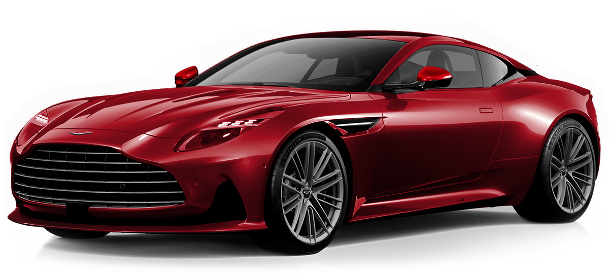 A red aston martin sports car is shown on a white background.