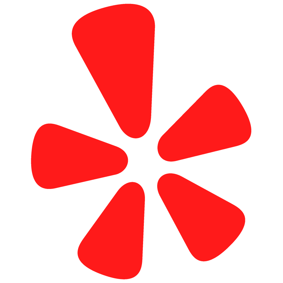 A red flower with five petals on a white background
