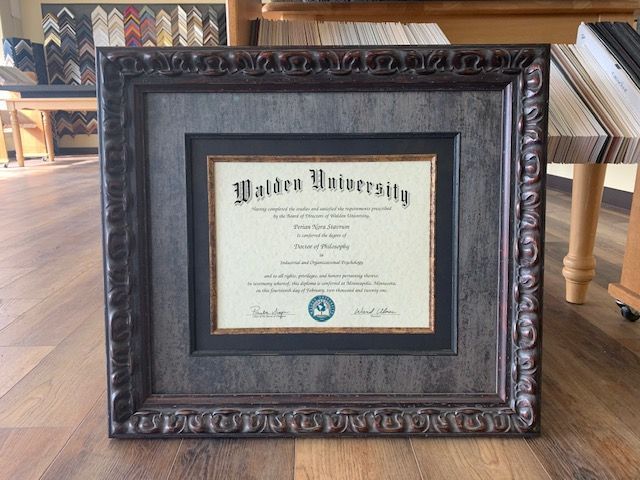 Framed diploma