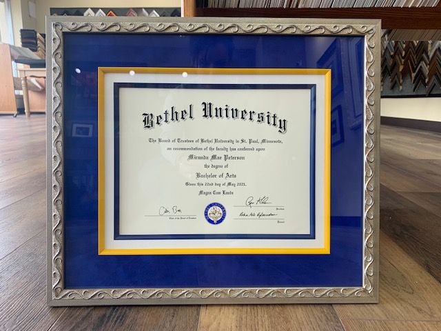 Framed diploma
