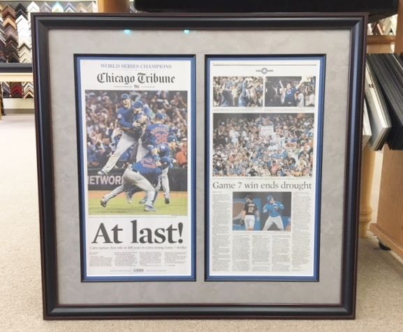 Framed newspaper article
